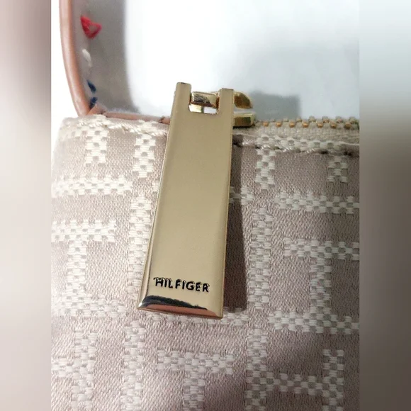 Tommy Hilfiger Large Brown Gold Monogram TH Tote Bag